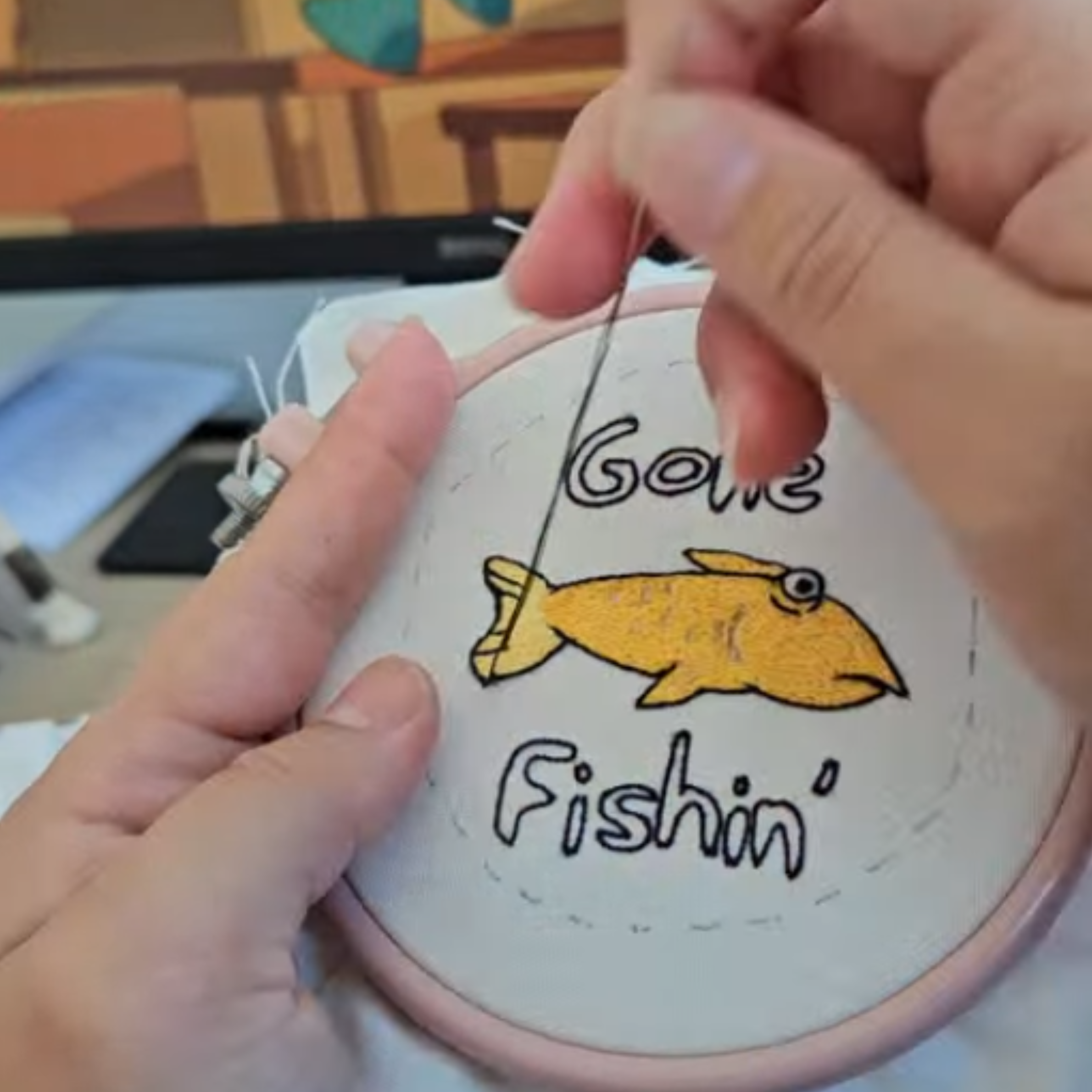Gone Fishin' Embroidery Pattern PDF Digital Download